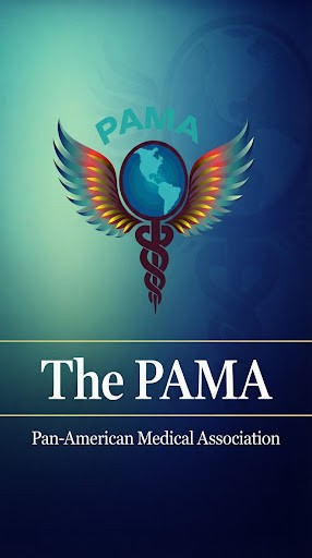 O emblema da PAMA acima das palavras The PAMA, Pan-American Medical Association.